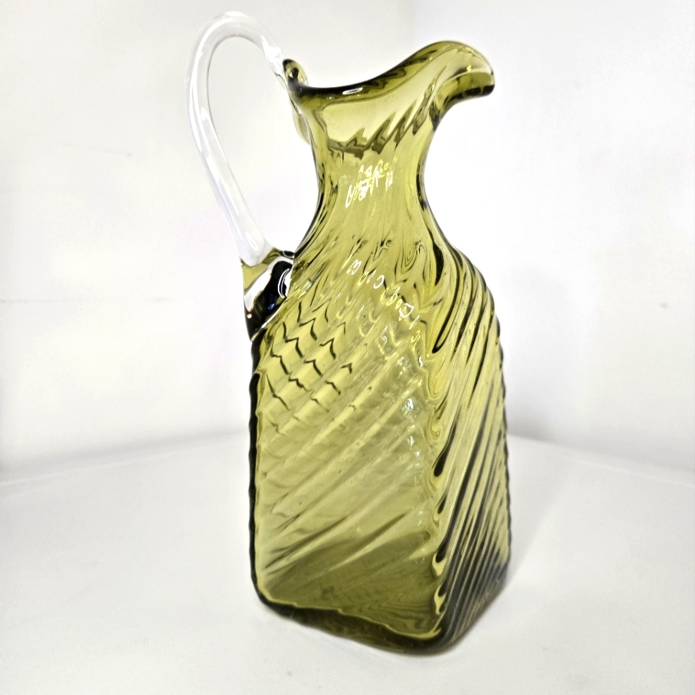 Beautiful green glass pitcher /vase